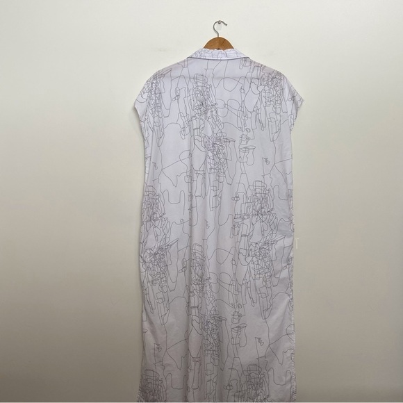 UCHUU cotton boxy dress white grey chunky lightweight sleeveless oversized tunic - Picture 5 of 16